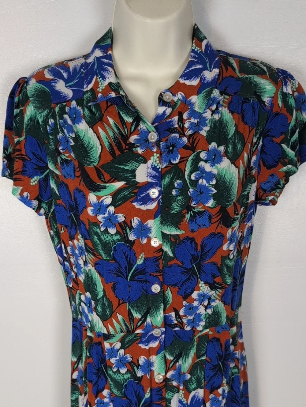 J. Crew Factory Floral Print Button Front Maxi Dress
